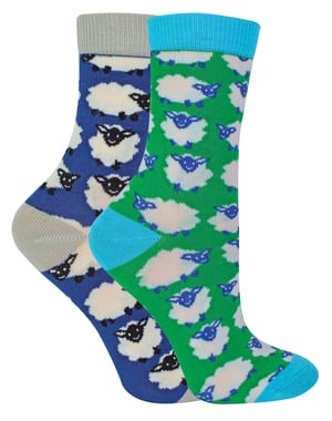 Mr Heron - 2 Pairs Boys Bamboo Animal Patterned Socks - Sheep