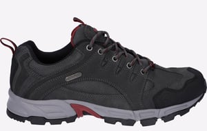 Hi-Tec Auckland Lite Lederen Heren Wandelschoenen In Grafietgrijs/Donkerrood