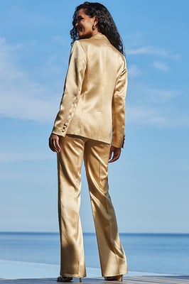 Gold Metallic Luxe Kick Flare Trousers