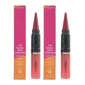 Lancome Chroma Lip Kajal Duo Chroma Lipstick 2.7g & Gloss 5.6ml 03 Bold Red x 2