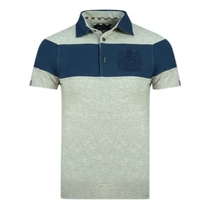 Aquascutum Colour Block Aldis Crest Chest Logo Grey Polo Shirt