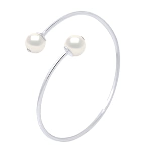 Bangle YOU AND ME 2 Beads Freshwater 89mm Zwarte Ronde 925