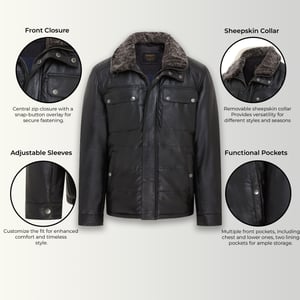 Herr Black Leather Puffer Quilted Jacka - Farsund