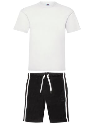Enzo | Mens T-Shirt & Shorts Loungewear Set - White/Black
