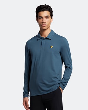 Lyle & Scott Verborgen knop met lange mouwen poloshirt in Marine