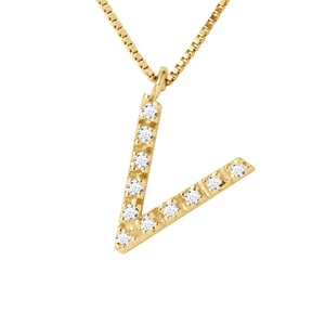 Collar ABC Diamonds 0.06 Cts letter "v" Yellow Gold 18k