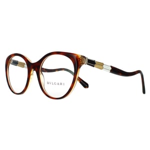 Bvlgari Cat Eye Womens Havana Amber Yellow Clear Glasses Frames