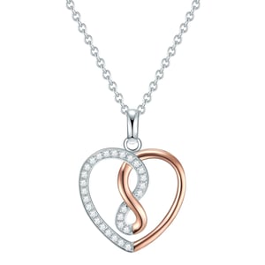 Necklace with pendant sterling silver bicolor zirconia white Rafaela Donata