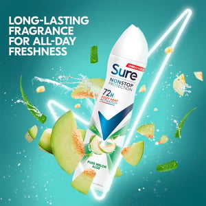 Sure Women Anti-perspirant 72H Nonstop Protection Pure Melon Aloe Deo, 3x250ml