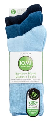 Extra Wide Bamboo Socks for Diabetics by IOMI | 3 Pack | 4 Colours