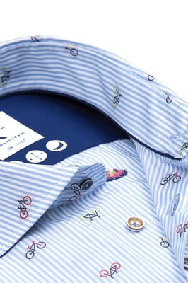 R2 Biycle Print Cutaway Collar Shirt Light Blue