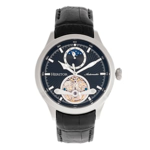 Heritor automatisch Gregory semi-skelet lederen band horloge