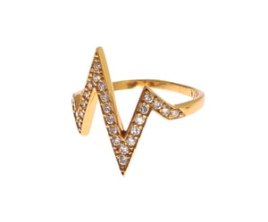 Nialaya Gouden 925 Zilveren Dames Ring met Helder CZ 18K