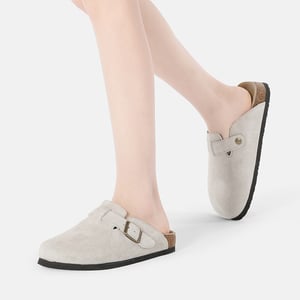 EVER AU Dam Pintail Läder Comfort Clog Sandaler - Taupe Mocka