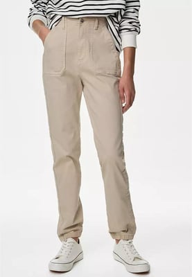 M&S Collection Ladies Cotton Blend Slim Fit Ankle Grazer Joggers Sand