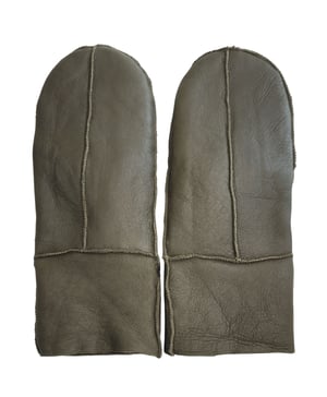 Womens Green Genuine Real Sheepskin Leather Mittens Warm Gloves