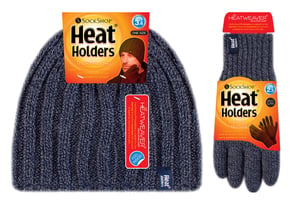 Mens Thermal Hat & Glove Set for Winter | Heat Holders | Fleece Lined - Navy