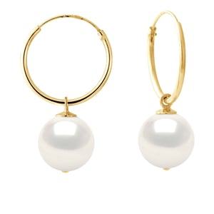 DIADEMA - Earrings - Yellow Gold and Real Freshwater Pearls