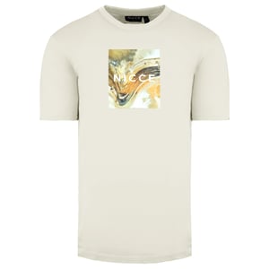 Nicce Ronde Hals Korte Mouw Heren Cream Aerial Box T-Shirt 211 1 09 12 0343