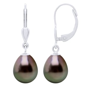 Örhängen i vitguld 375 och äkta odlade Tahitipärlor Pear 9-10 mm
