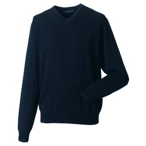 Russell Collectie Heren V-Hals Gebreide Trui (Franse marine)