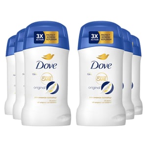 Dove Women Original Anti-Perspirant Deo Stick w/ 72H Sweat Protection 50ml, 6 Pk