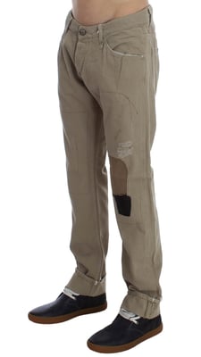 Acht Herrar Beige Bomull Patchwork Jeans