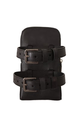 Dolce & Gabbana Men's Black Leather Purse Double Belt Strap Multi Kit Wallet