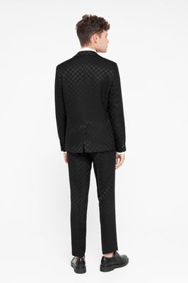 Papatya Slim Fit Black Jacquard Trousers
