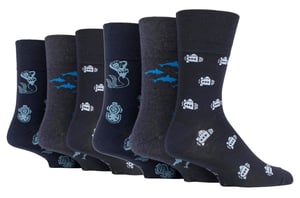 Gentle Grip - 6 Pairs Mens Non Elastic Socks - Deep Sea
