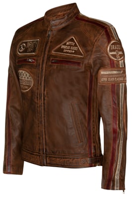 Leren race-motorfietsjack met rits