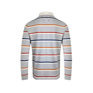 Weird Fish Mens Laxton Striped Organic Long-Sleeved Rugby Shirt (Grey Marl)