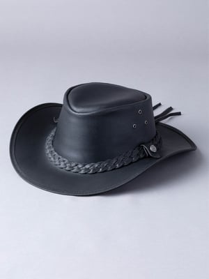 Outback III Australian Style Leather Hat in Black