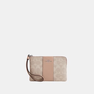 Corner Zip in Signature Canvas with Leather Stripe Bag