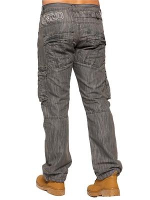 Enzo | Mens Combat Denim Jeans - Grey