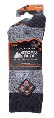 Storm Bloc - 3 Pack Womens Performance Polyester Boot Socks | Outdoor Walking Hiking Trekking Socks - Charcoal/grey