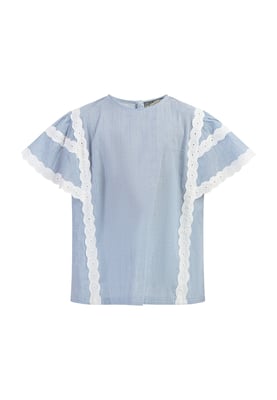 Dreimaster Blouse shirt Meisje Lichtblauwe dunne strepen