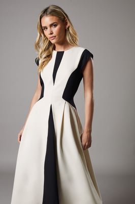 Petite Crepe colour Block Midi Dress