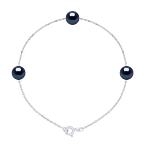 Bracelet 3 Real Cultured Freshwater Pearls Round 7-8 mm