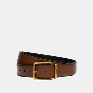 38MM Sig C Branded Square Roller Belt in Pebbled Leather
