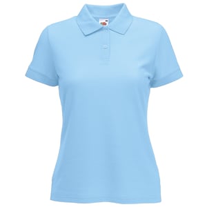 Fruit Of The Loom Womens Lady-Fit 65/35 Short Sleeve Polo Shirt (Sky Blue)