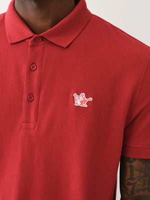 Relaxed Buddha Patch Polo in Red Dahlia