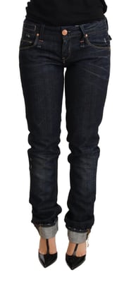 Acht Mörkblå Bomull Slim Fit Jeans