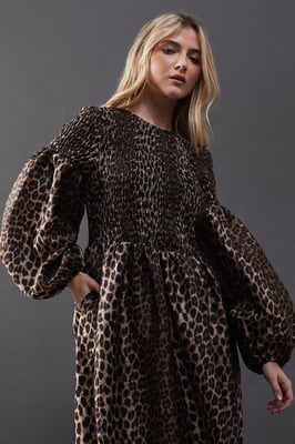 Textured Organza Shirred Midaxi Dress