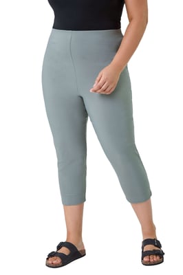 Curve Cropped Elastic Waist Stretch Trouser