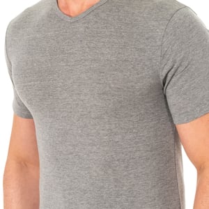 Kortärmad T-shirt med V-ringning för män A040X