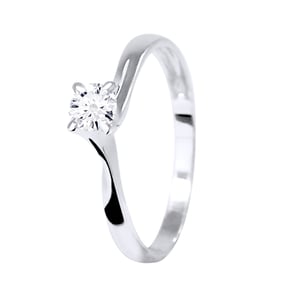 Solitaire Diamond 0,25 Cts 4 Claws White Gold 18 Karaat