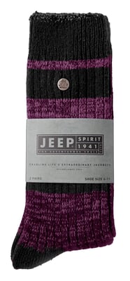 Mens Cotton Dress Socks | Jeep | Midweight Knit Spirit Socks, Casual Ribbed Pattern Everyday Socks - Petrol / Purple