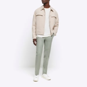 River Island Mens Chino Trousers Green Slim Fit Smart