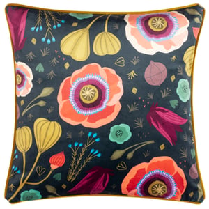 Kate Merritt Bright Blooms Piped Velvet Polyester Filled Cushion